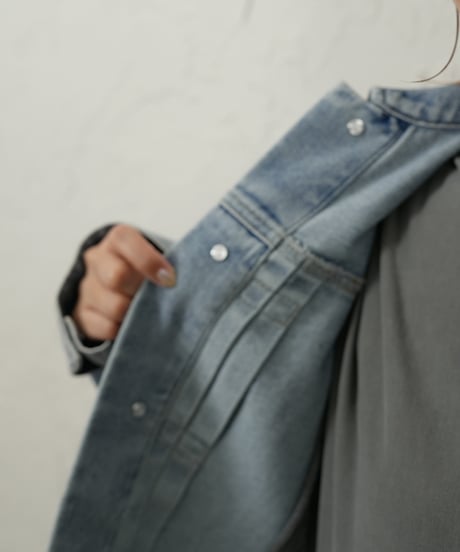 Knit docking　denim jacket