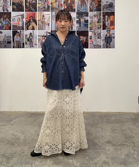 【Le Melange】　ご予約 モザイク柄レース スカート