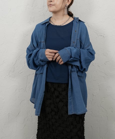 Sheer denim big shirt【ラスト2点】