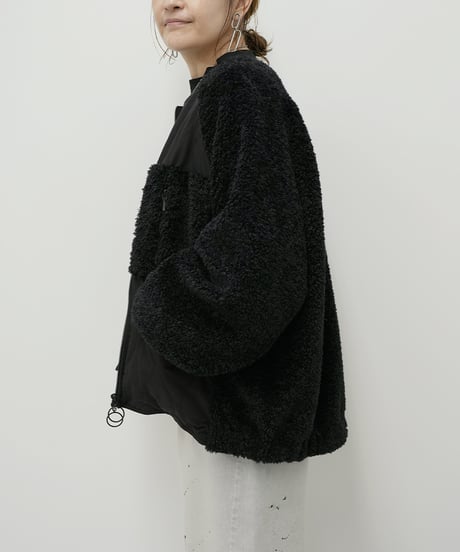 【ayane】　ご予約  ボア× 中綿キルトノーカラーブルゾン