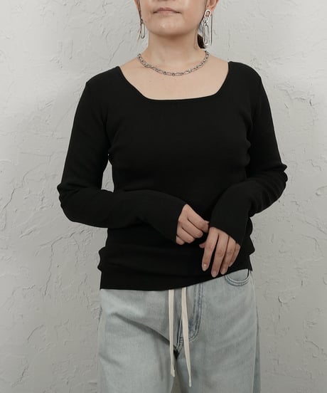 Square knit pullover