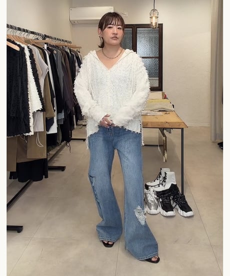 【siro delabonte】　ご予約 fringe jacquard foody pullover