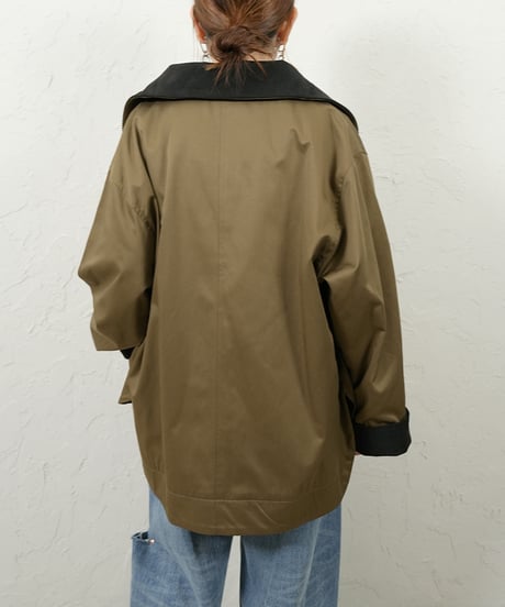 Stand big collar blouson