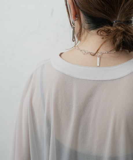 collarless sheer shirt