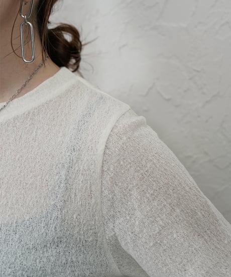 See-through jacquard　longsleeve Tshirt