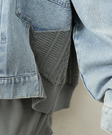 Knit docking　denim jacket