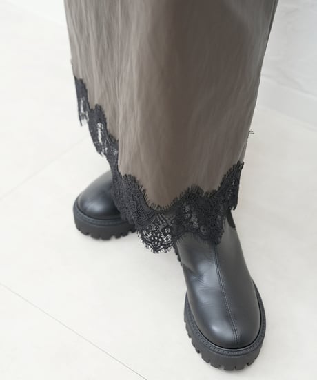 Hem race leather　skirt
