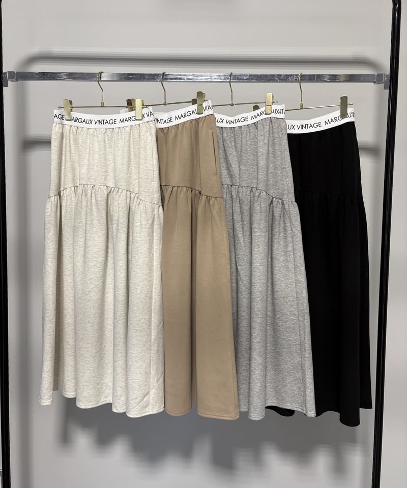 MARGAUX VINTAGE】 ご予約 ロゴウエストギャザースカート | select