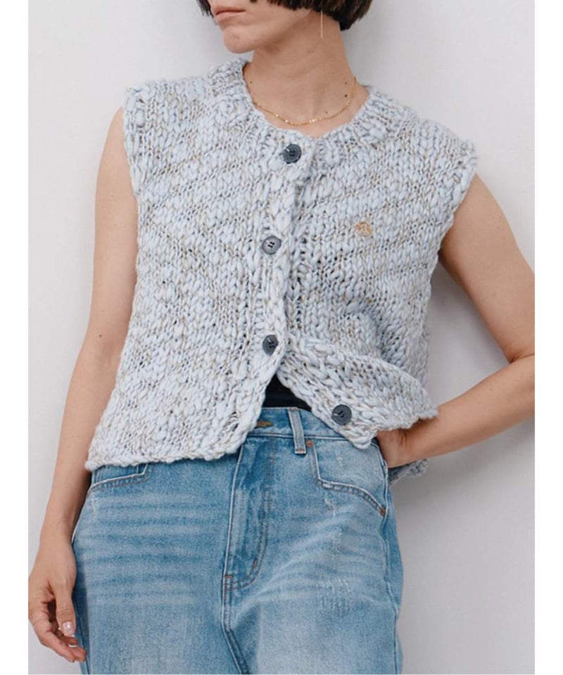 トップス YENN MIX HAND KNIT VEST YENN】 ご予約 HAND SLUB MIX VEST | select shop Liren