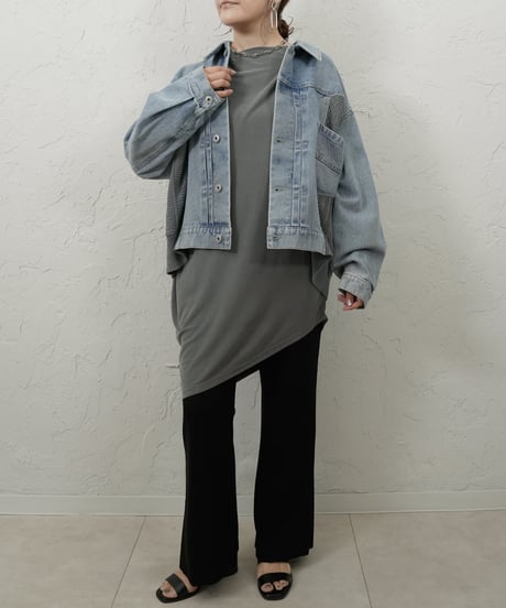 Knit docking　denim jacket
