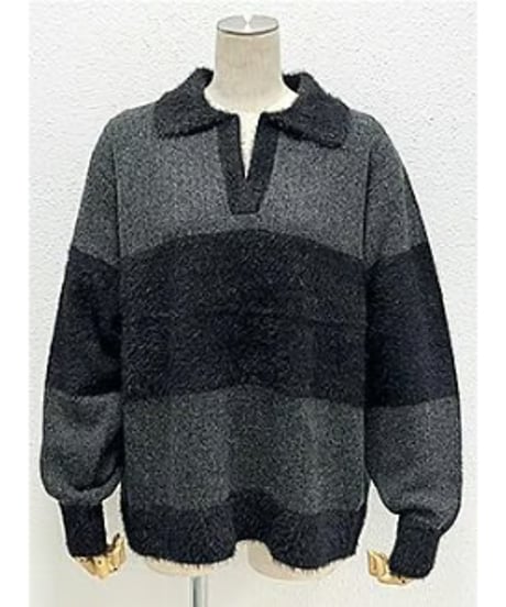 【ROSIEE】　ご予約 数量限定フェザーMIXボーダーKnit