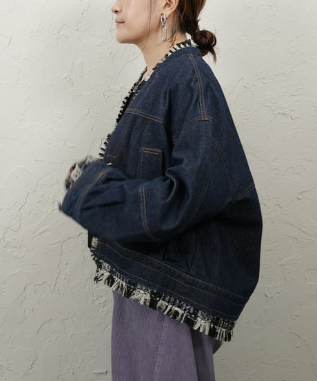 Tweed docking denim Jacket
