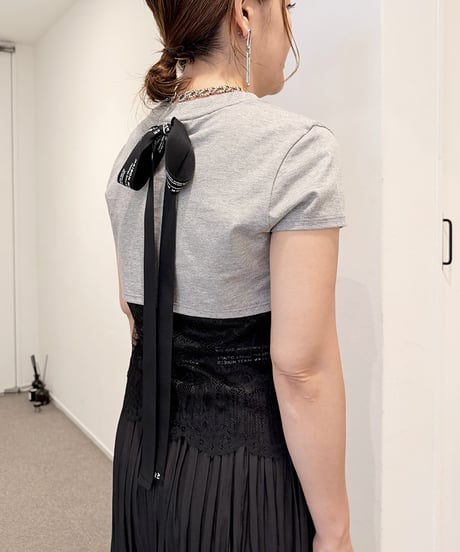 【MAISON MAVERICK】　ご予約  Back Ribbon Lace Panel T-Shirt