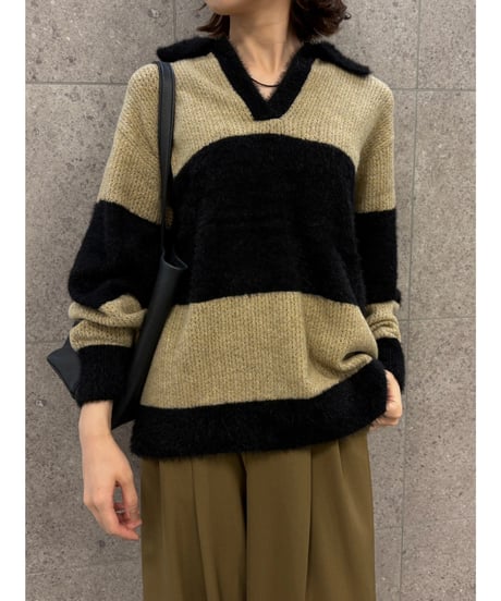 【ROSIEE】　ご予約 数量限定フェザーMIXボーダーKnit