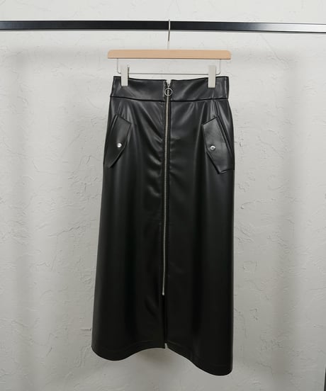 Strech eco leather　skirt