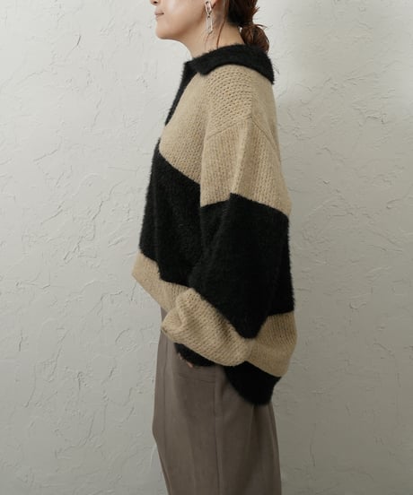 【ROSIEE】　ご予約 数量限定フェザーMIXボーダーKnit