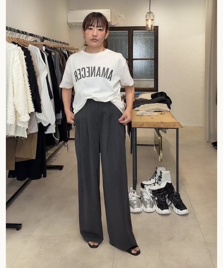 【siro delabonte】　ご予約 Stripe tuck straight pants