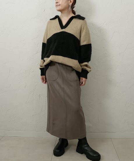 【ROSIEE】　ご予約 数量限定フェザーMIXボーダーKnit
