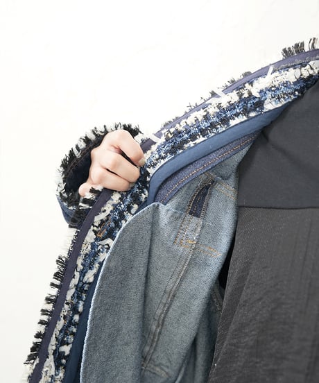 Tweed docking denim Jacket