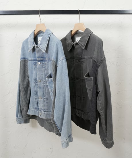Knit docking　denim jacket