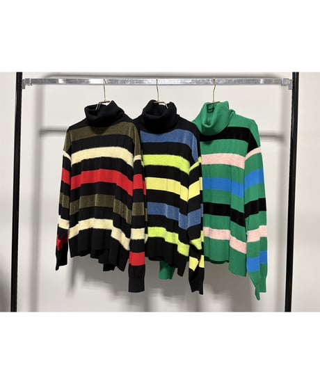 【MARGAUX VINTAGE】　ご予約  異素材ボーダータートルニット