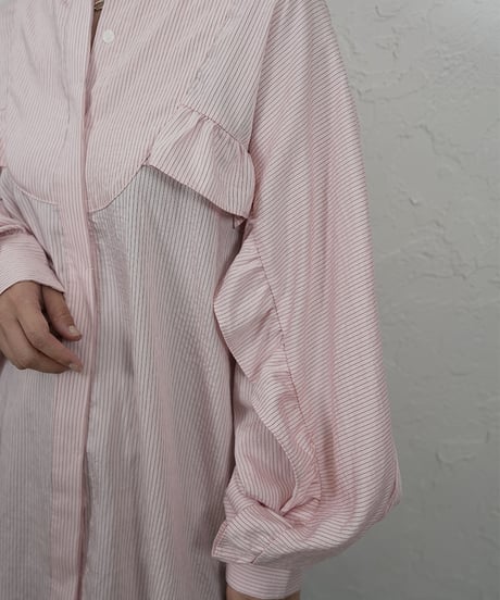 Stripe frill sleeve shirt