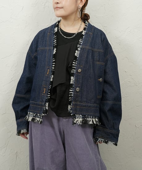 Tweed docking denim Jacket