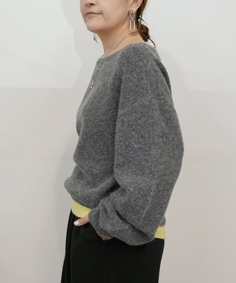 【cafune】　ご予約  asymmetry bicolor knit pullover