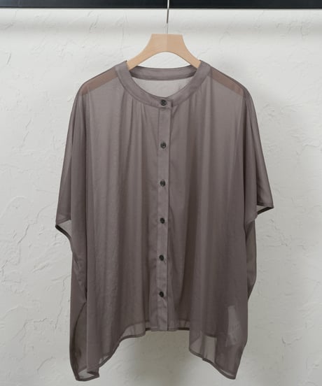 collarless sheer shirt