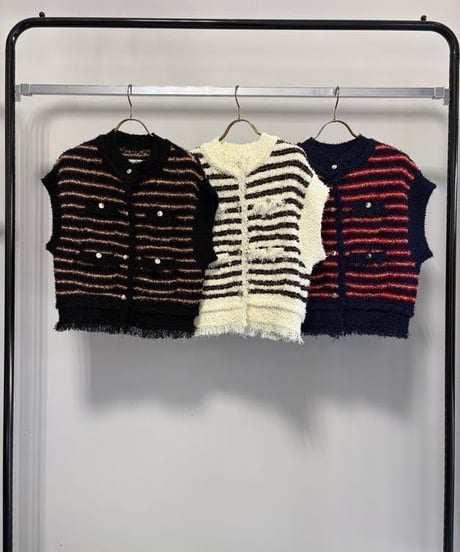【MARGAUX VINTAGE】　ご予約 ボーダーシャネルニットベスト