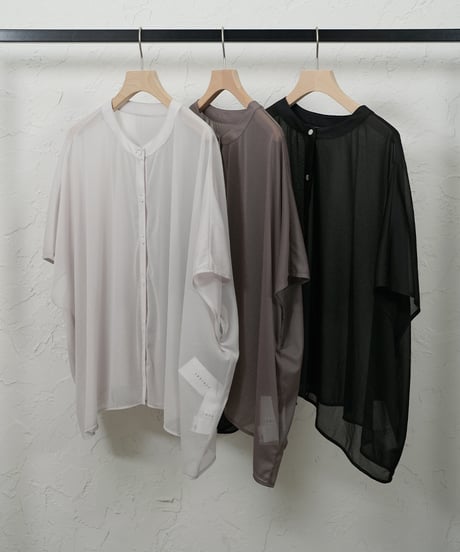 collarless sheer shirt