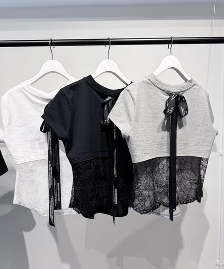 【MAISON MAVERICK】　ご予約  Back Ribbon Lace Panel T-Shirt