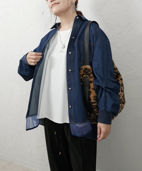 2way sleeve denim shirt