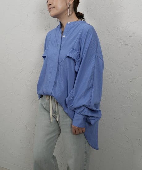 Stripe frill sleeve shirt