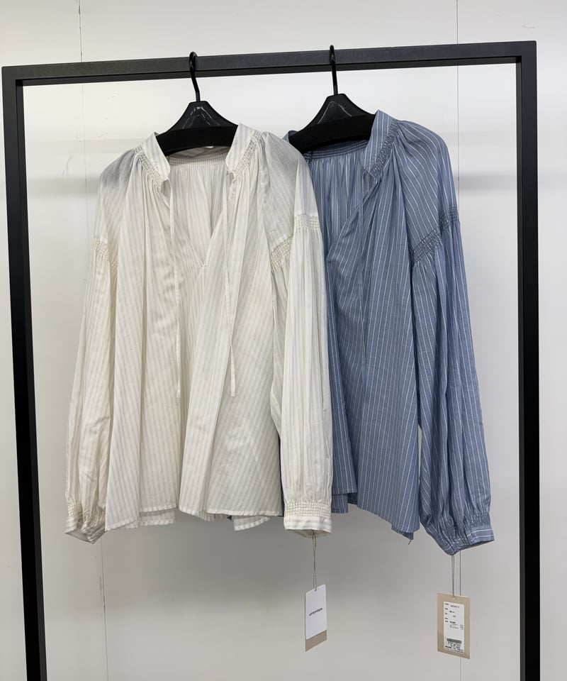 cafune】 ラメストライプギャザーブラウス | select shop Liren