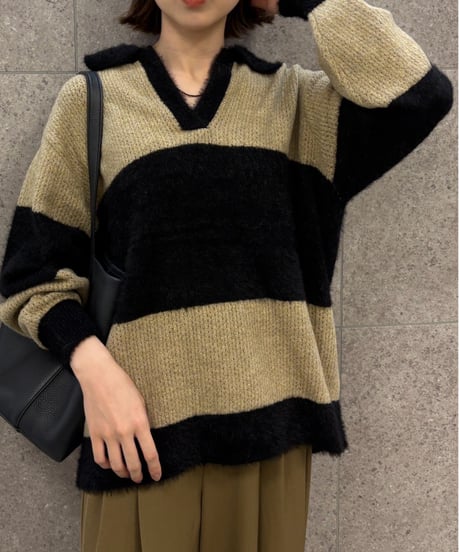 【ROSIEE】　ご予約 数量限定フェザーMIXボーダーKnit
