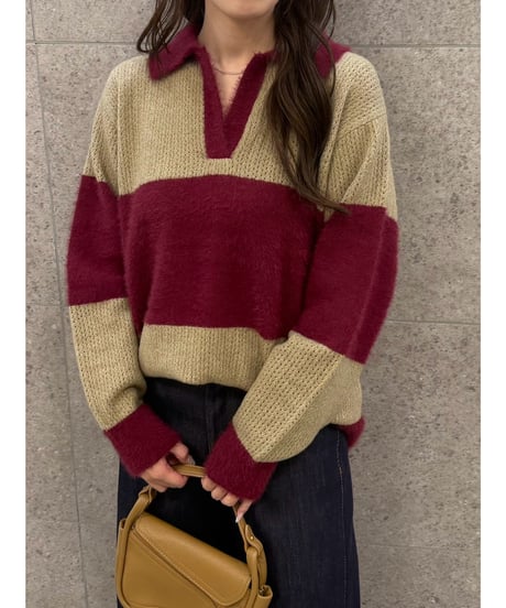 【ROSIEE】　ご予約 数量限定フェザーMIXボーダーKnit