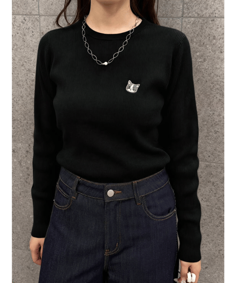 【ROSIEE】　ご予約 数量限定前後ワッペン風刺繍Knit