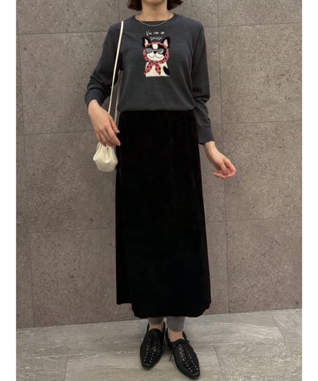 【ROSIEE】　ご予約 数量限定　フレンチブルドッグ柄インターシャKnit