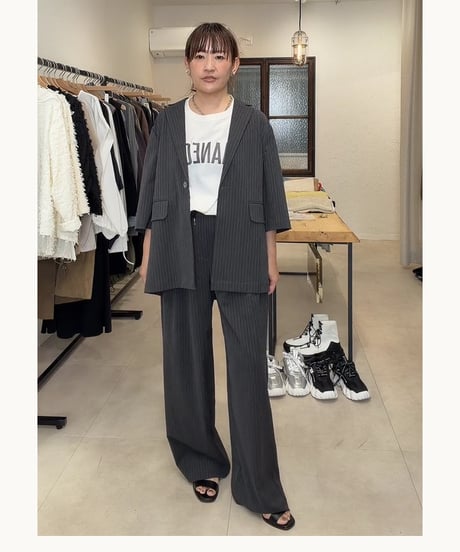 【siro delabonte】　ご予約 Stripe tuck straight pants