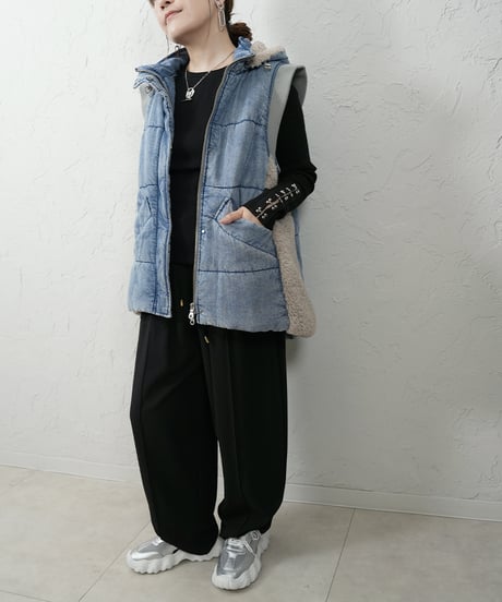 Denim×Boa padding　vest
