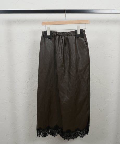 Hem race leather　skirt