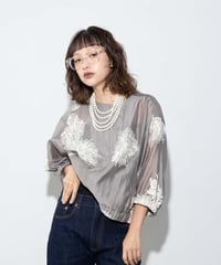 【MARGAUX VINTAGE】　ご予約 刺繍ZIPシアーブルゾン