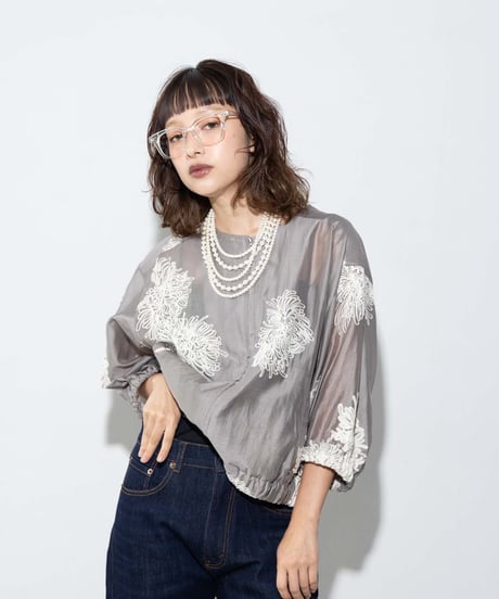 【MARGAUX VINTAGE】　ご予約 刺繍ZIPシアーブルゾン