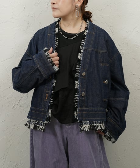 Tweed docking denim Jacket