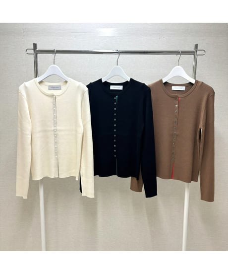 【sugar rose】　ご予約 前立て配色ボタンリブニット TOPS