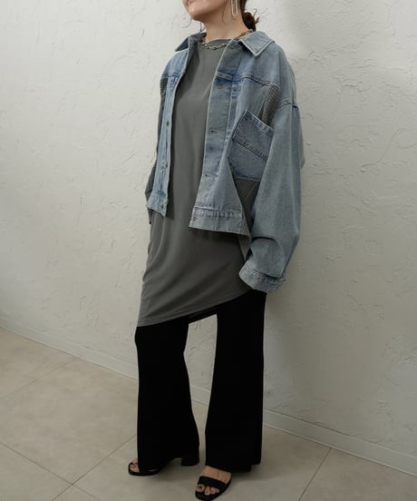Knit docking　denim jacket