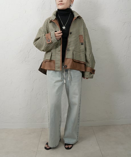 Fake leather docking Jacket【ラスト1点】