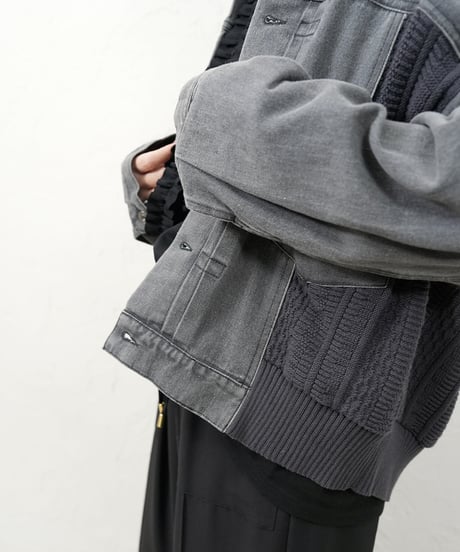 Knit docking　denim jacket