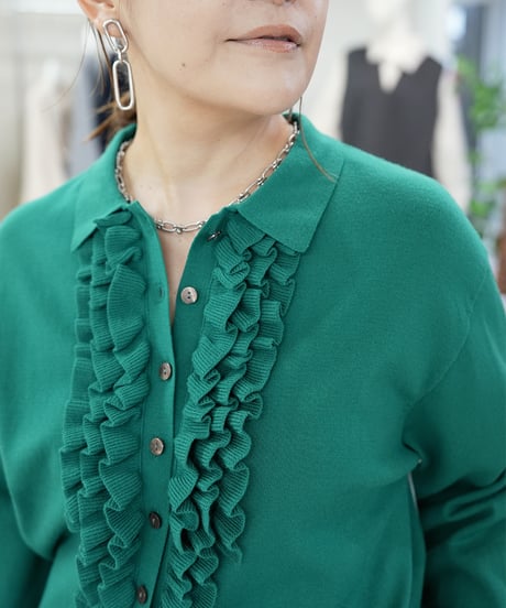 【sugar rose】　ご予約 襟付きフリルニットカーディガン